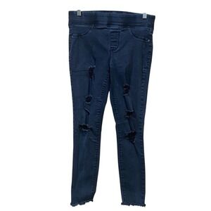 Distressed Black Wash Denim‎ Jeggings Stretch Pull On Jeans SZ 6